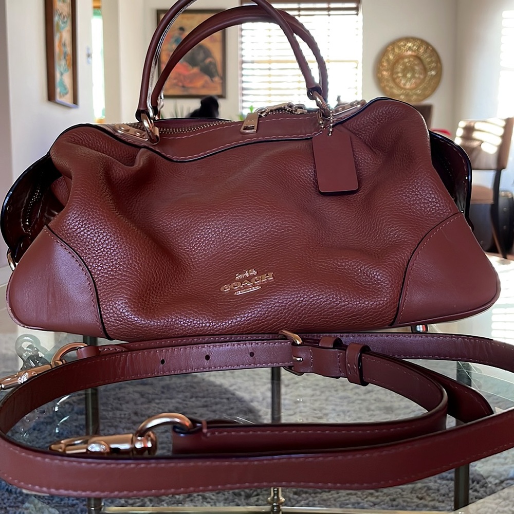 Vintage Coach Bag, Leather - In Burnt Sienna w/ Gold Accents